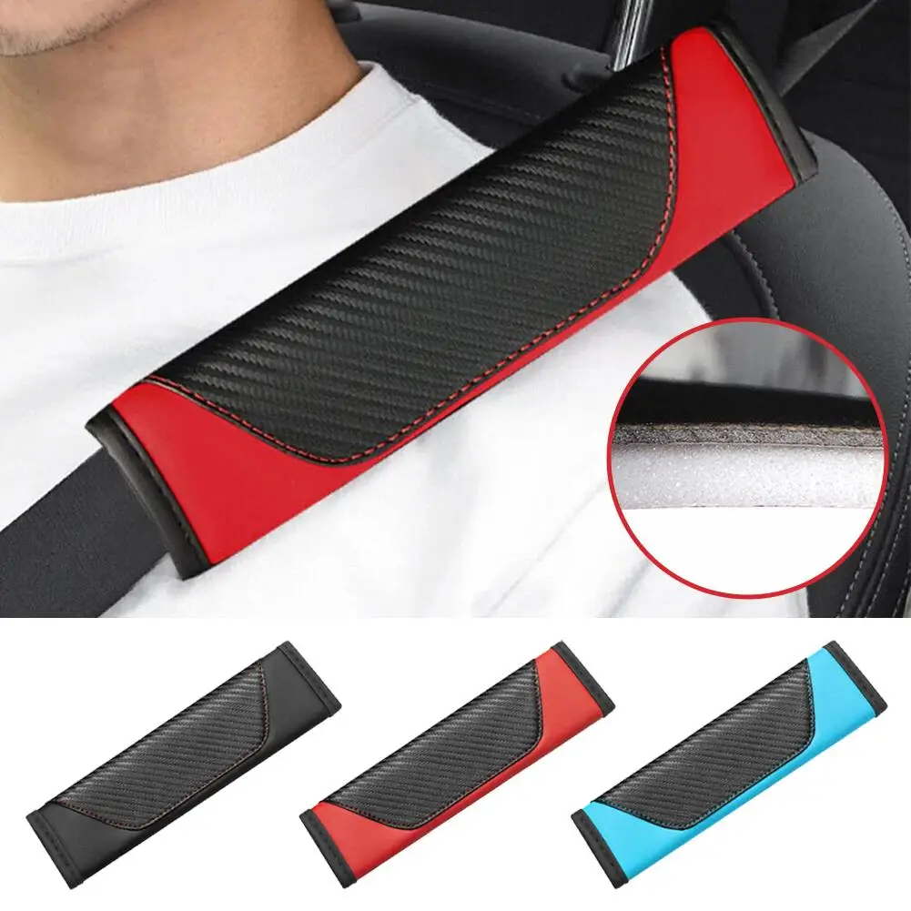 

Автомобильный ремень безопасности из углеродного волокна, наплечная защита, искусственная кожа, внутренняя мягкая защита плеч, дышащая защита, украшение для автомобиля N1B6