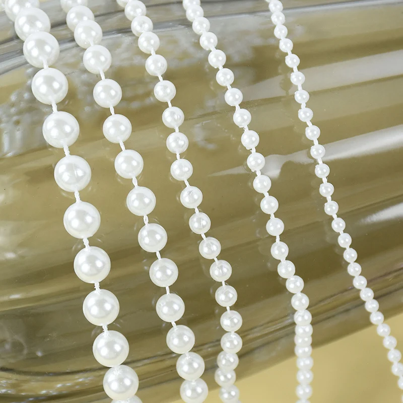 3meter ABS Imitation Pearl Round Beads String Chain Garland Wedding Party Decoration DIY Clothing Accessories Jewelry Making