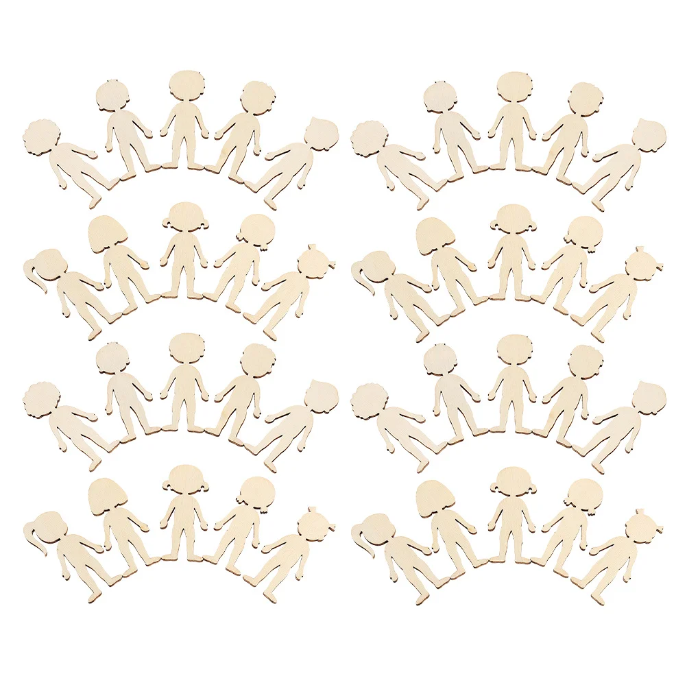 

100Pcs Girl Cutouts Natural Wood Shapes for Kindergarten Education DIY Wooden Figures for Painting