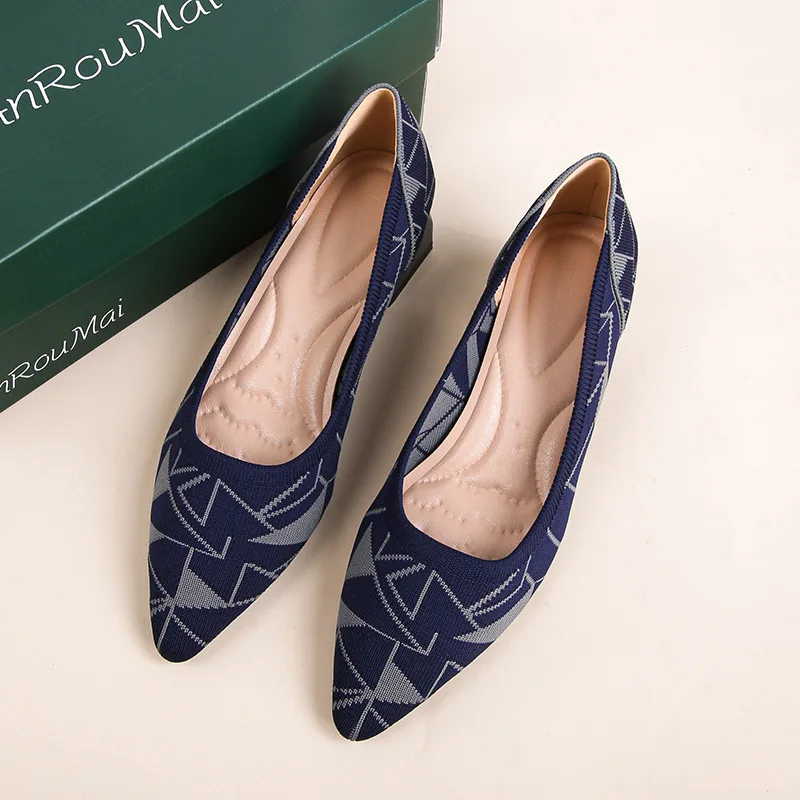 

New Shoes for Women Platform Fashion Pumps High Heel Woman Shoes Stretch Fabric Pointed Toe Square Heel Quality Ladies Shoes