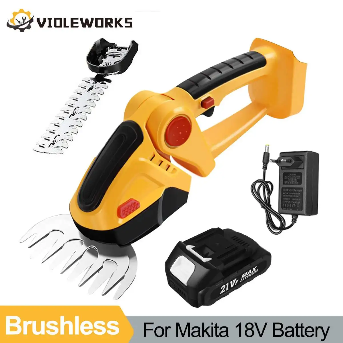 

2 in 1 Electric Hedge Trimmer 20000rpm Lawn Mower Garden Bush Scissors Grass Scissors Power Tool For Makita 18V Battery