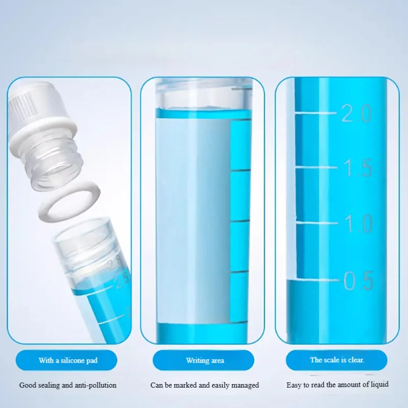 200 pieces/pack 6ml screw-top cryogenic tubes with graduated flat bottom cell cryopreservation tubes laboratory