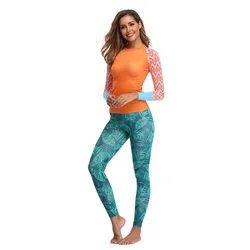 Long Sleeve Swimwear Women With Pants Two Piece Swimsuit For Snorkeling Diving Suit Reashguard Sun Protection Beachwear