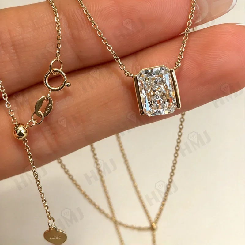 Strahlender Anhänger mit Labor-Diamant 1ct DEF VS, Echtes 925 Sterling Silber, 18K 14K Gold, Premium Schmuck, Geschenke, Charms – Detail 5