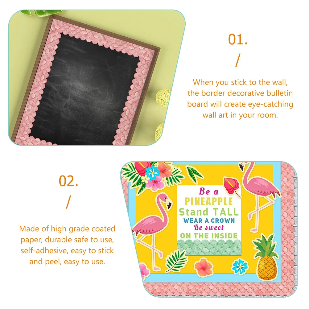

1 Roll Scale Pattern Bulletin Board Border Decor Stickers For Classroom Blackboard Wall Trim Self-Adhesive Coated Paper Easy