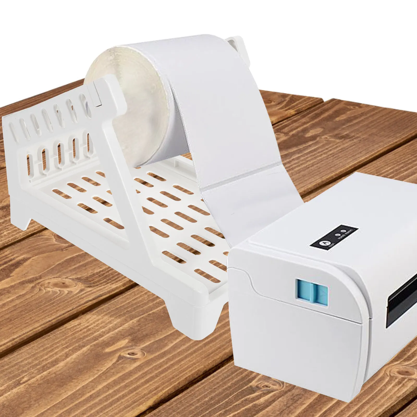 

ABS Shipping Label Holder Desktop Plastic Label Roll Holder Tray for Reels Stacked Paper Cable Management Printer Supply