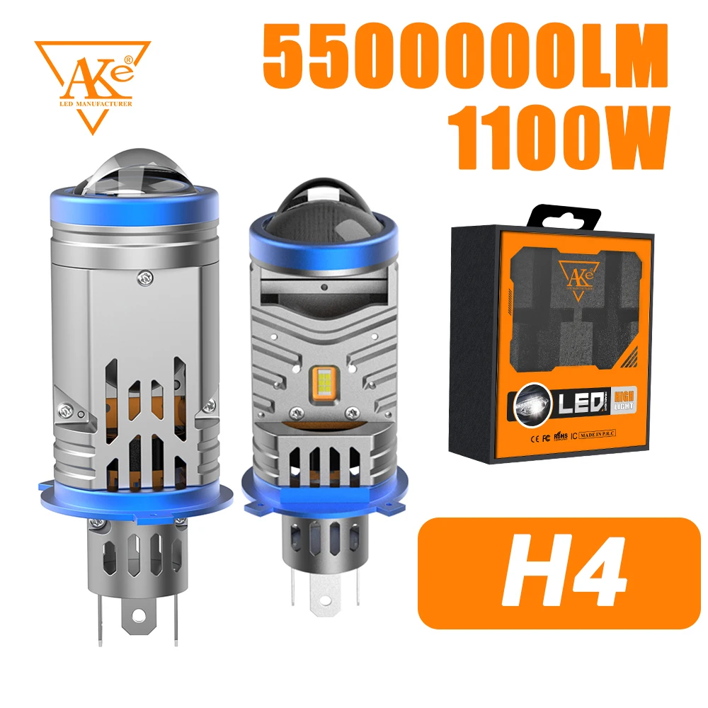 

H4 LED Headlight Projector Lens Wireless Super Bright H4 9003 HB2 Light Bulb with Fan 6500K Hi/Low Light Apply To Car Motorcycle