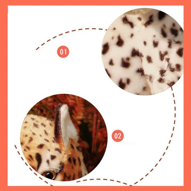 Realistic Leopard Plush Toy Lifelike Wild Animal Stuffed Cheetah Doll Soft Spotted Jaguar Plushie Educational Toy Birthday Gift