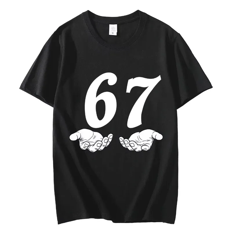 Six Seven 6 7 Meme Funny Hands T-shirt High Street Trend Fashion Short Sleeve T-shirts Men Women Clothing Casual Cotton T Shirts