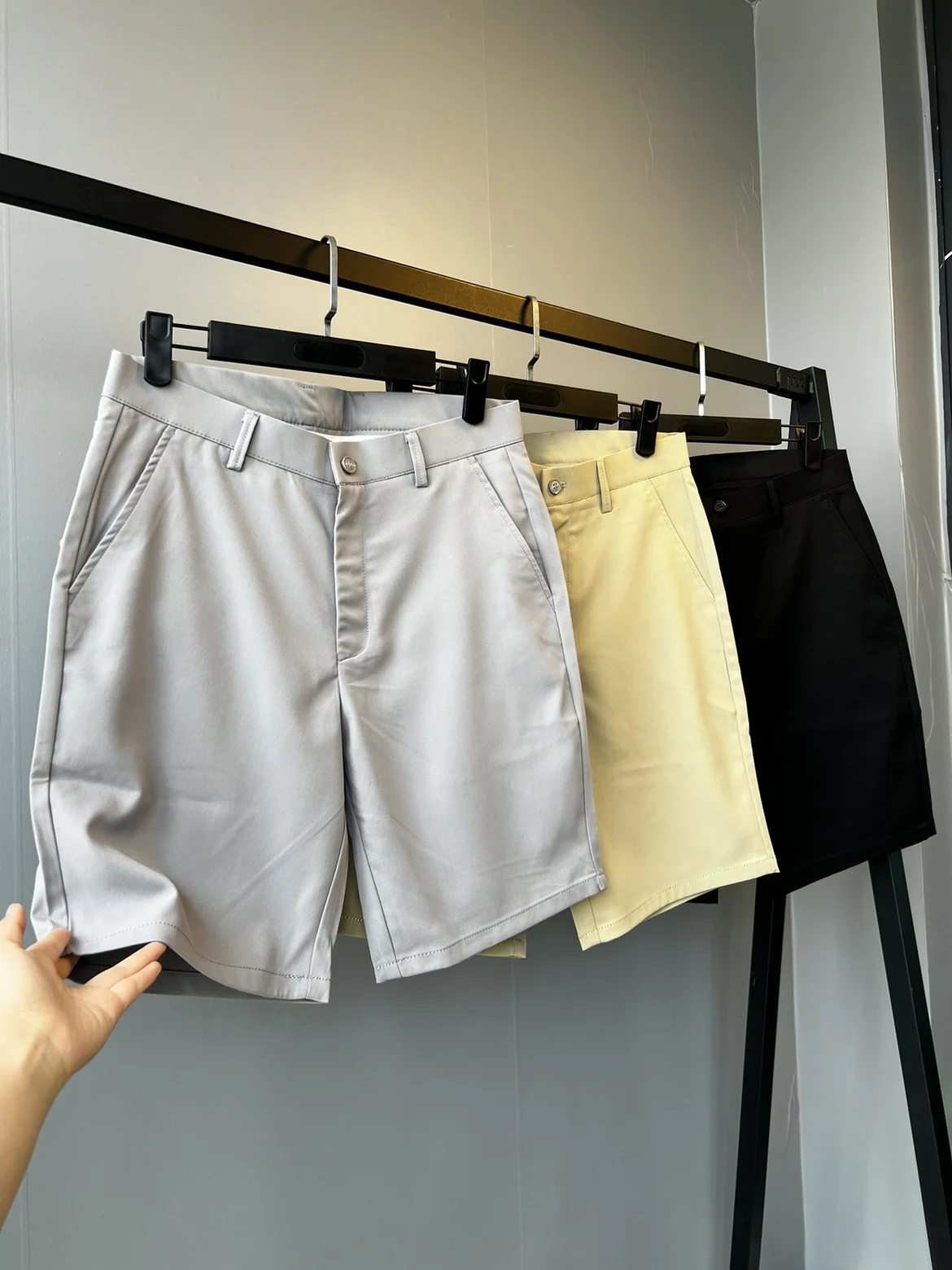 

Fashionable Luxury Washed Color Men's Shorts Summer Business Casual Five-Button Waistband Straight Leg Breathable Light...