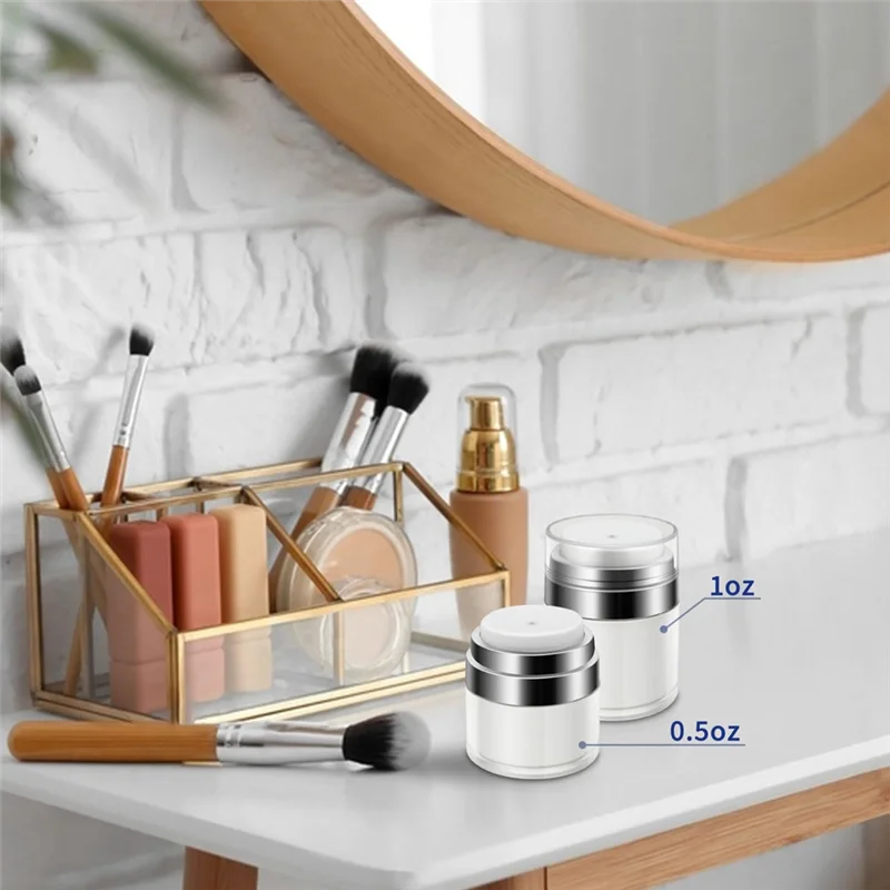 Y15A ขวดปั๊มสุญญากาศ, ขวดครีมแบบเติมได้ ขวดสุญญากาศ ขนาดพกพา สำหรับครีมและโลชั่น 4 ชิ้น