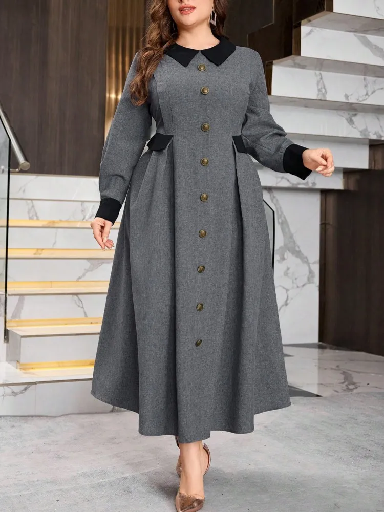 L-4XL Plus Size Clothes Dresses Women Robes Spring Summer Long Sleeve Street Style Casual 3XL 4XL Big Size Maxi Dress Oversized