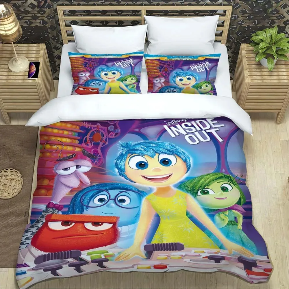 Boy Girl Duvet Cover Cartoon Gift Disney Inside Out Duvet Cover Pillow Cover Bedding Set Furniture Room Bedroom Decor Kit Large