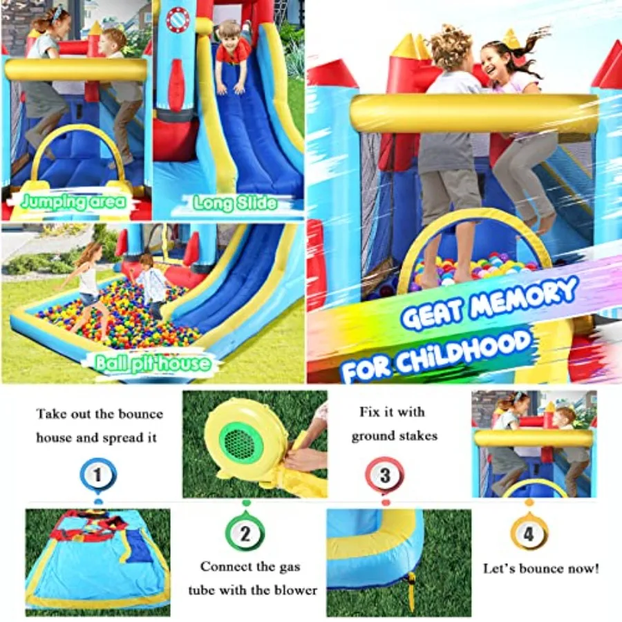 Casa inflável do salto para a casa inflável exterior interna de 146x132x82 polegadas com grande área saltando da piscina 2 água sli