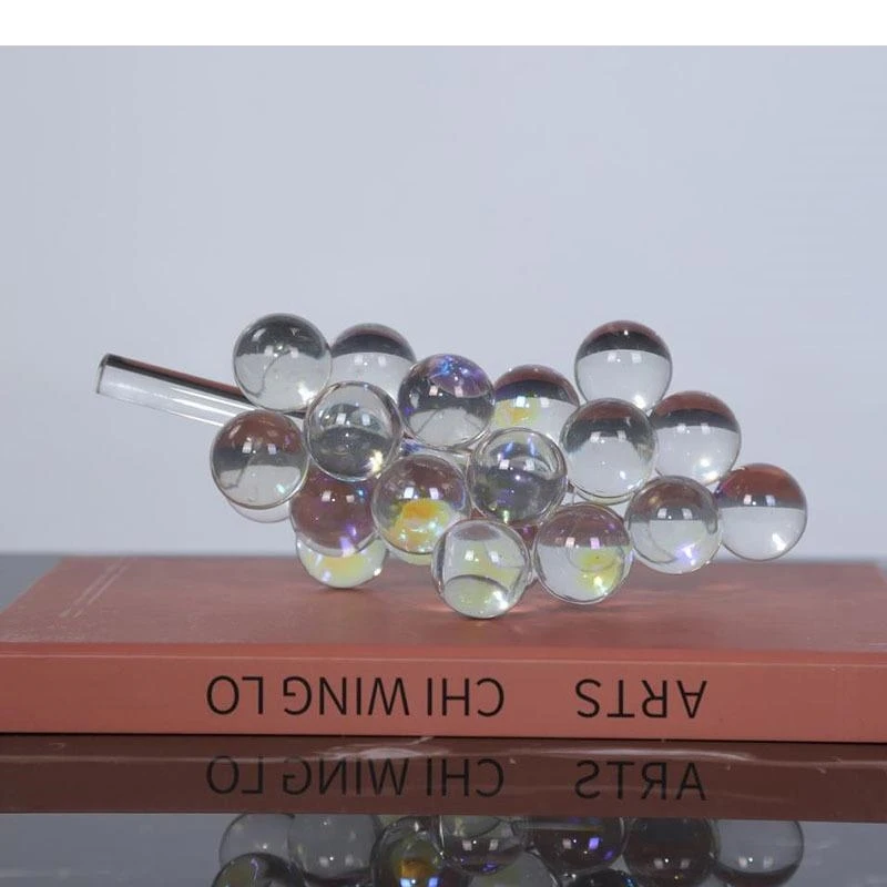 Colorful Crystal Grape Bunch Ornaments Transparent Sculpture Abstract Crafts Desk Decoration Bubble Artwork Statue