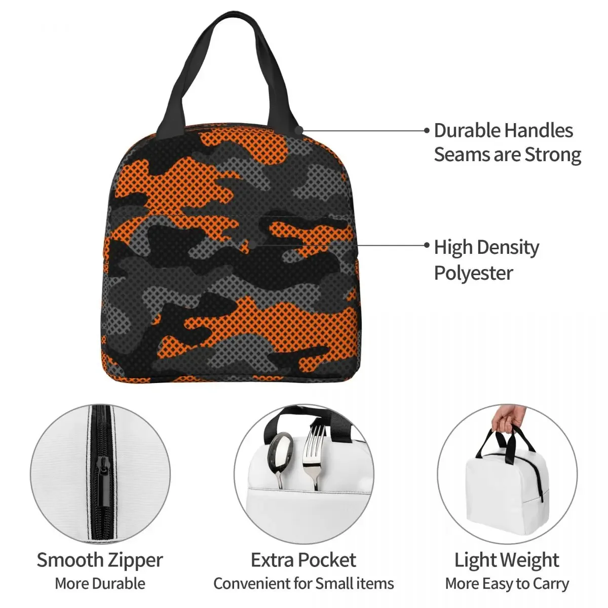 Lunch Bag for Women Kids Camouflage Thermal Cooler Waterproof Picnic School Oxford Lunch Box Food Bag