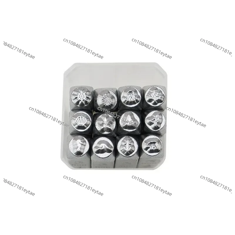 12-Piece set of 3mm 12 zodiac series steel stamps, gold and silver jewelry hand-chiseling tools, flower chisel punches