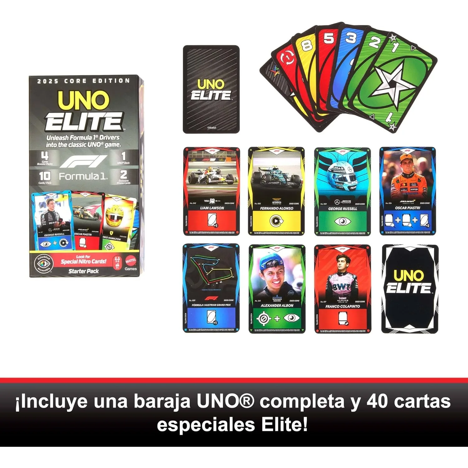 Original Mattel UNO Games Elite Formula 1 Core Edition St 112 Playing Card Game Deck Poker Board Games Gift for Kids AdultsJLV42