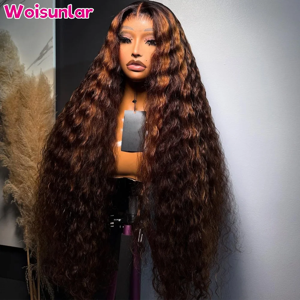 

1B/Людированные коричневые и 27 париков из натуральных волос на кружеве спереди, глубокая волна, 34 дюйма, черные женщины, 13x4, прозрачные кружевные бразильские человеческие волосы