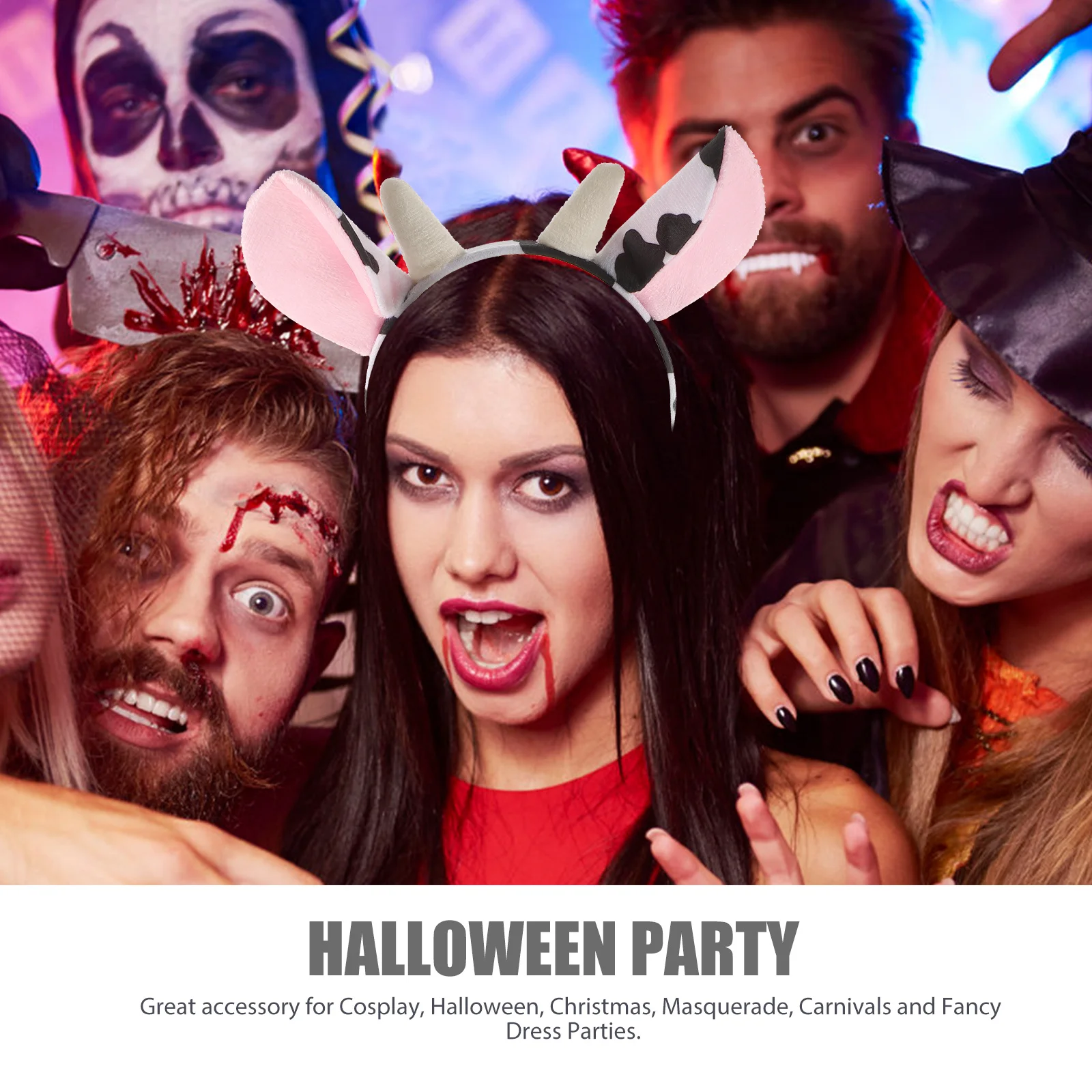 Set di accessori per costumi da mucca da 3 pezzi, corna, fascia per capelli, farfallino, coda, perfetto per carnevale in maschera di Halloween, costumi di Halloween
