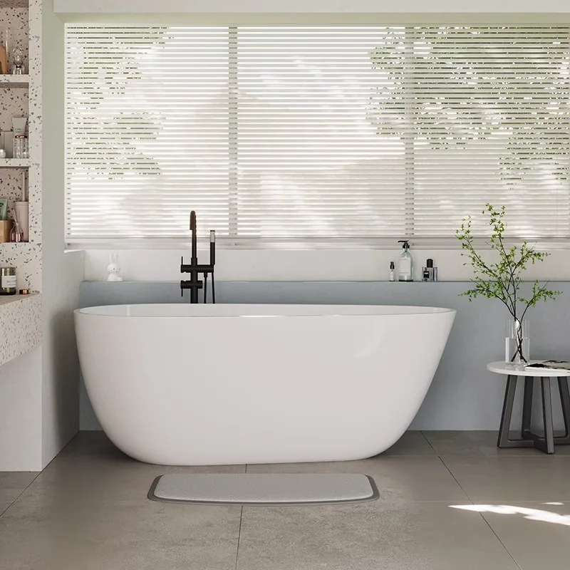 

Black acrylic bathtub independent family B & B hotel seamless bathtub personalized European small household round color