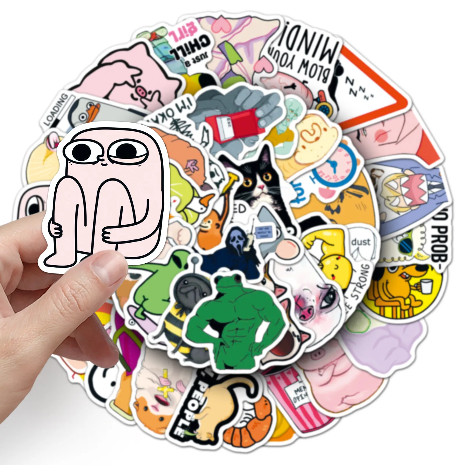 50 pezzi divertenti adesivi graffiti MEME stile europeo e americano decalcomania del fumetto bagagli fai da te telefono chitarra tazza scrapbook giocattoli per bambini