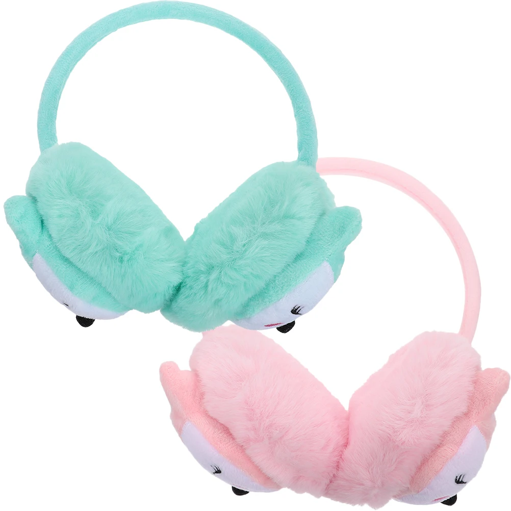 

2pcs Kids Earmuffs Winter Covers Warm Reusable Warmers Windproof Protection For Children Lovely Fox Design Girl Boy Outdoor