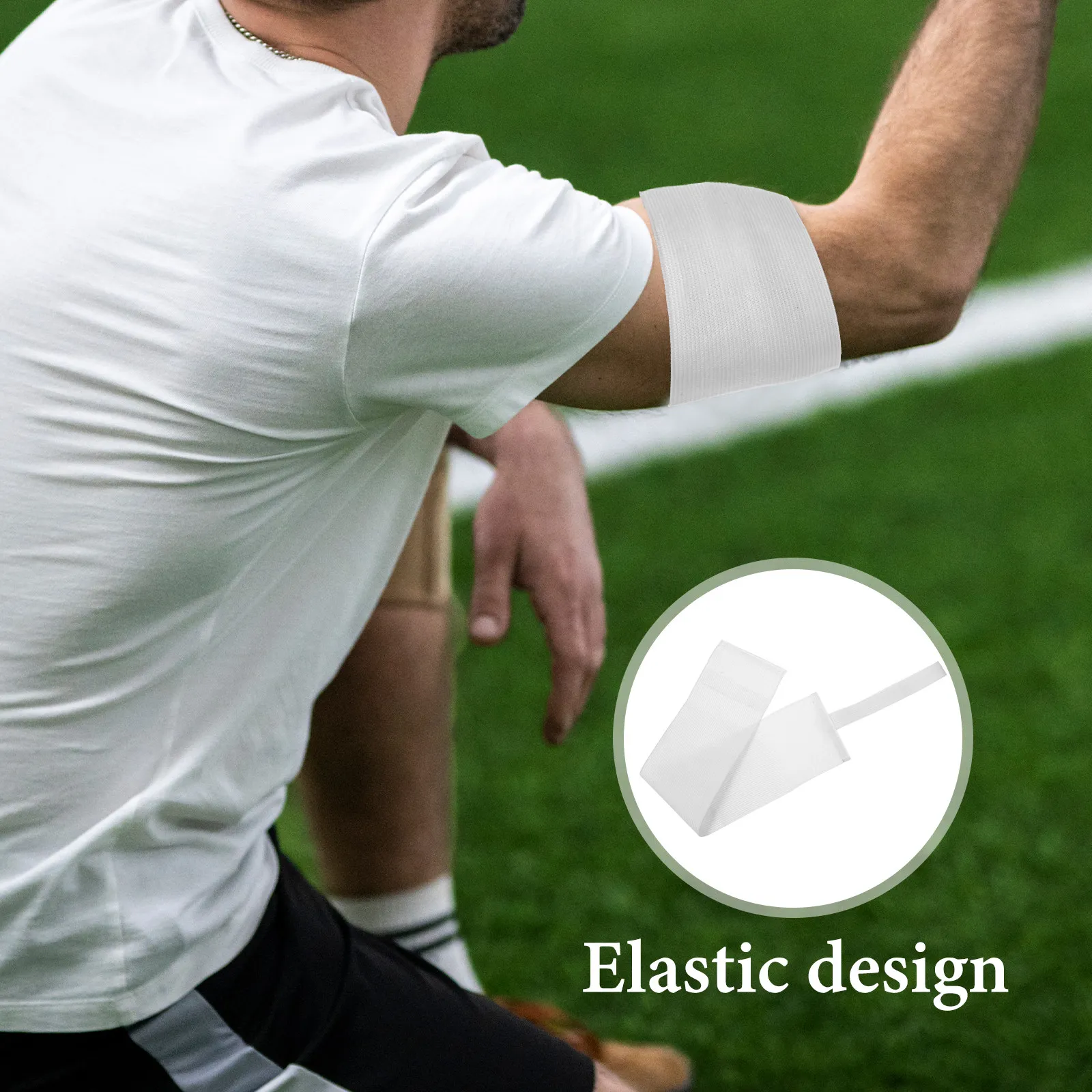 4Pcs Football Captain Armband Blank Adjustable Soccer Armband Elastic Sport Player Band Team Sports DIY Sleeve Band Stadium view 3