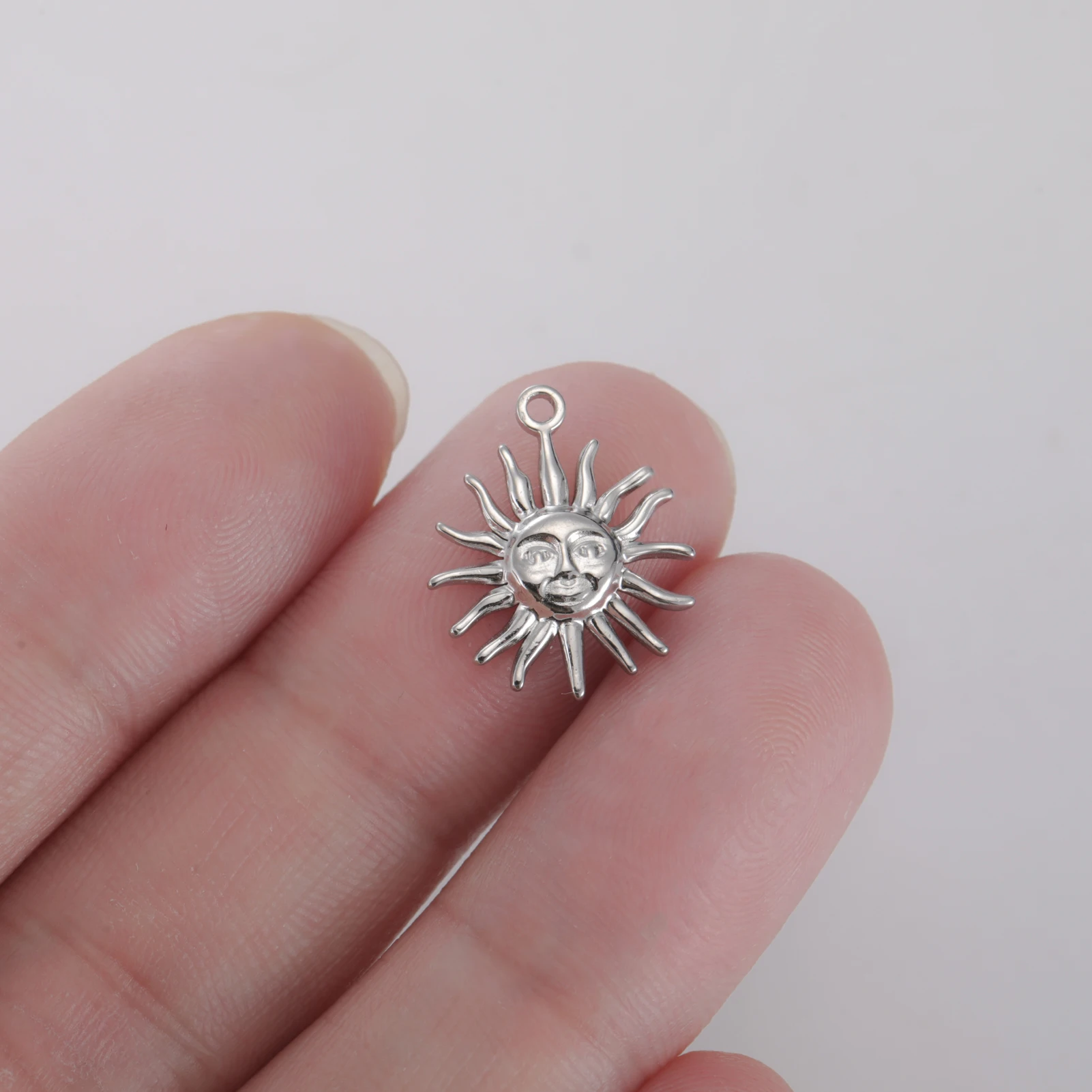 3pcs stainless steel smile sun and moon jewelry mini pendant insert earrings DIY necklace bracelet