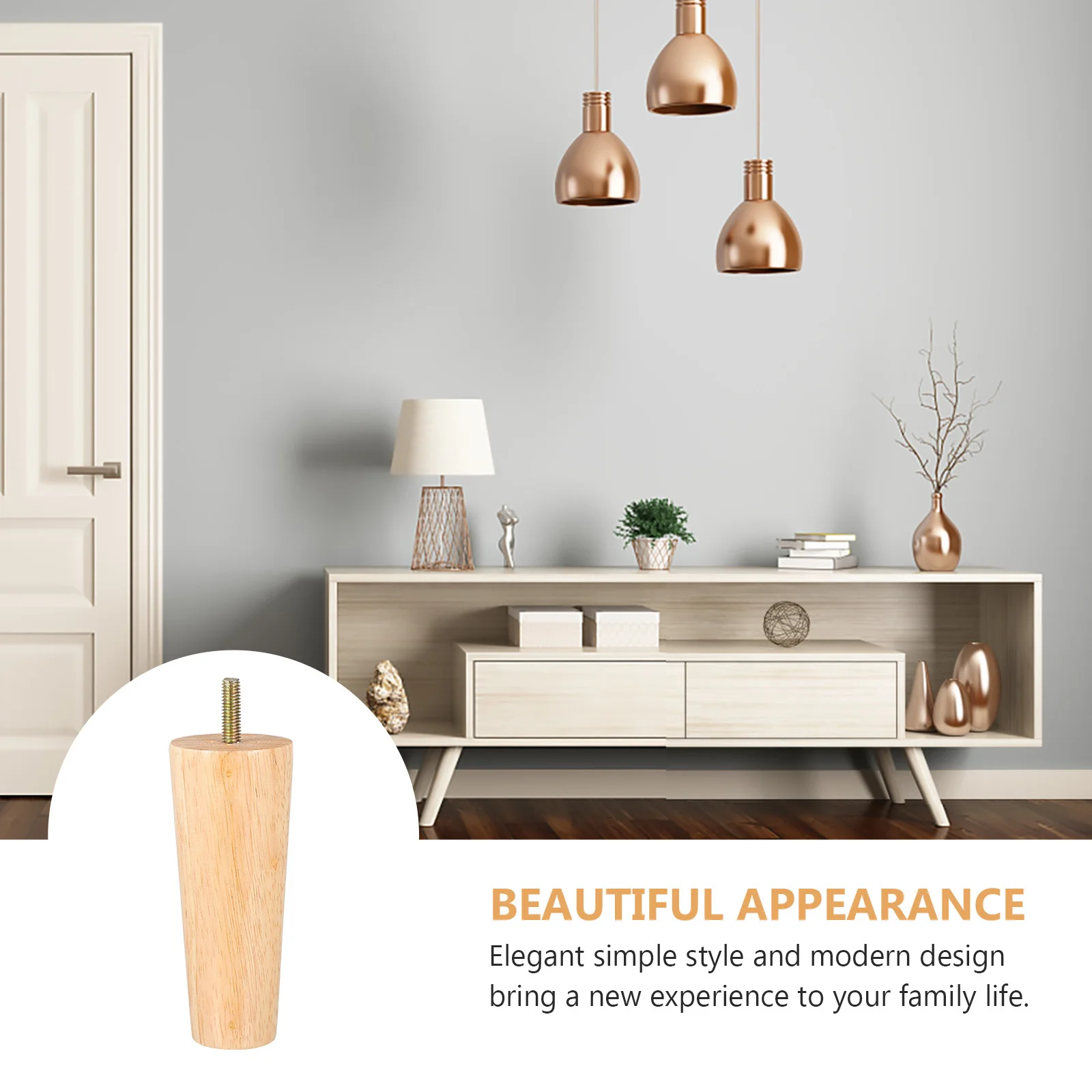 

4Pcs Solid Wood Furniture Legs Natural Texture Smooth Surface Tapered Table Wood Furniture Leg Sofa Replacement Cabinet Feet