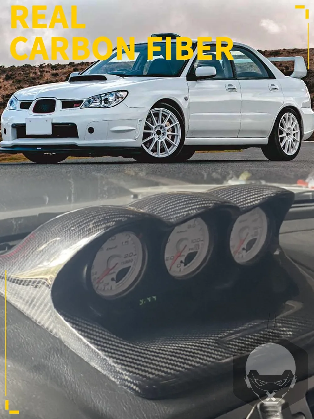 Car Real Dry Carbon Fiber Dial Dashboard Triple Pod Gauge 60MM Meter Cover Trim Shell For Subaru Impreza WRX STI 8-9th 2002-07