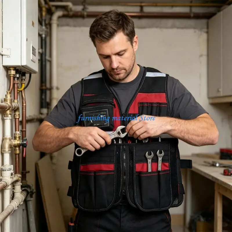 Y5GD Ventilation Mesh Back Utility Vest Suitable For Outdoor Construction And Home Repairs