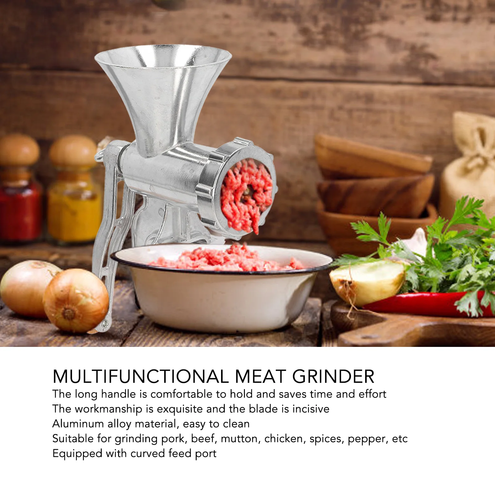 Multifunctional Meat Grinder Aluminum Alloy Manual Household Kitchenware Mixer for Sausage Filling Multifunctional Meat Grinder