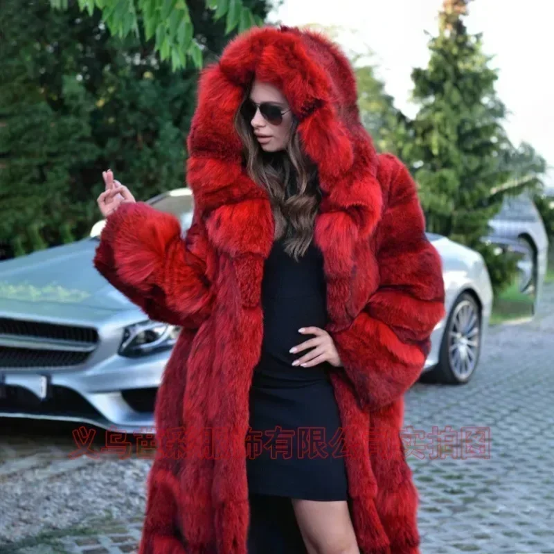 Women Faux Fur Coat X-Long Autumn Winter Fashion Warm Open Stitch Wide-waisted New Large Size Loose Clothing