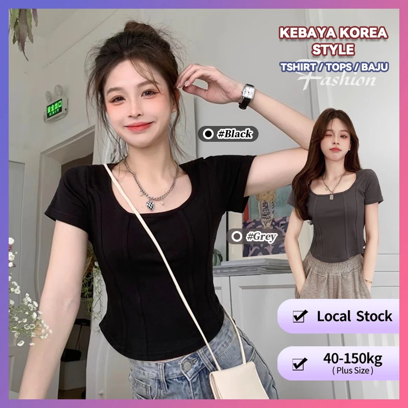 【オーバーサイズTシャツ】(40-100kg) 夏 半袖 無地 プラスサイズTシャツ 韓国ファッション トップス スリムフィット ショートカット