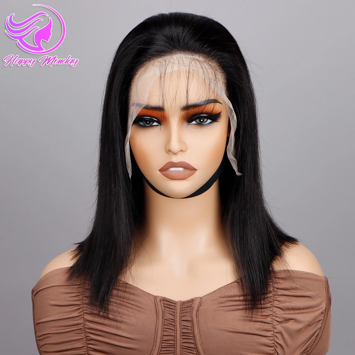 Silky Straight Short Human Hair Wigs Preplucked HD Transparent Lace Front Human Hair Wigs 4x4 Short Bob Wig Human Hair 220% Density Bob Wigs 13x4 Lace Frontal Wigs 100% Human Hair For Women