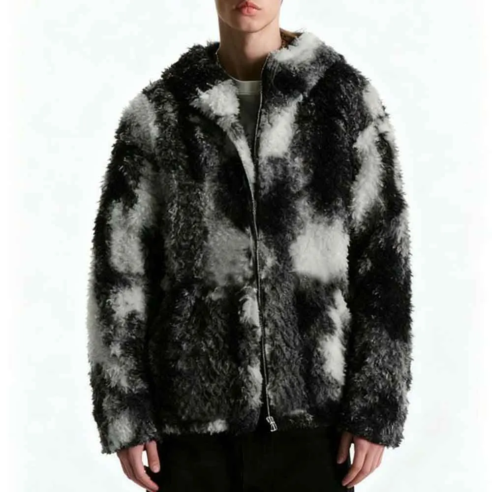 

Новая зимняя мужская куртка с длинными рукавами и принтом тай-дай, американский ретро-модный модный свободный простой повседневный нишевый мужской топ