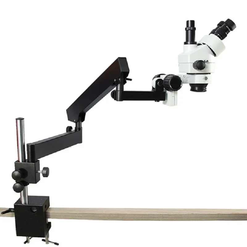 Table Clamp Articulating Arm Microscope Stand For Stereo Zoom Microscopio 76MM Focusing Rack Trinocular Head Support Bracket