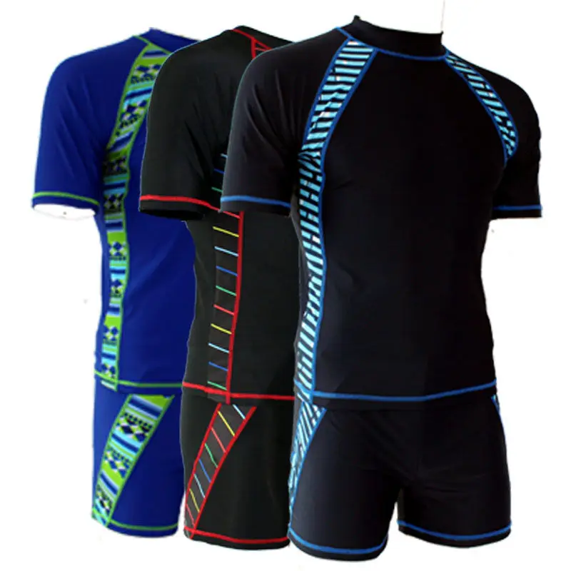 

Мужской летний раздельный купальник, мужской подростковый спортивный плоский угловой студенческий быстросохнущий комплект из трех предметов, комплект из двух предметов с короткими рукавами