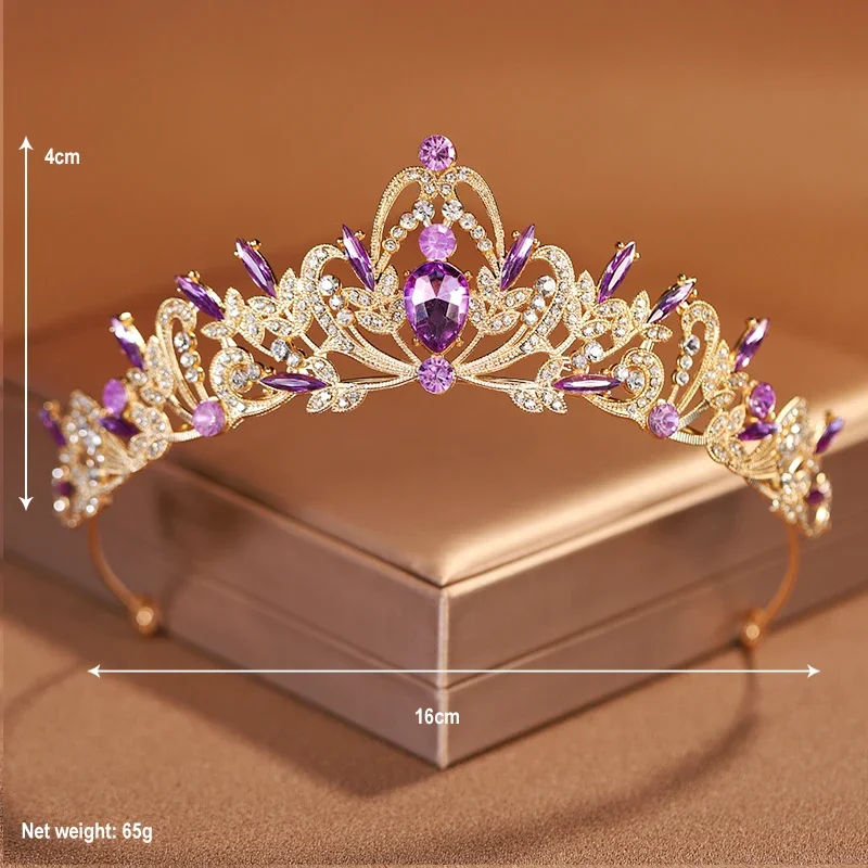 Bridal Headwear Purple-Colour Women's Grand Party Crown Birthday Tiaras