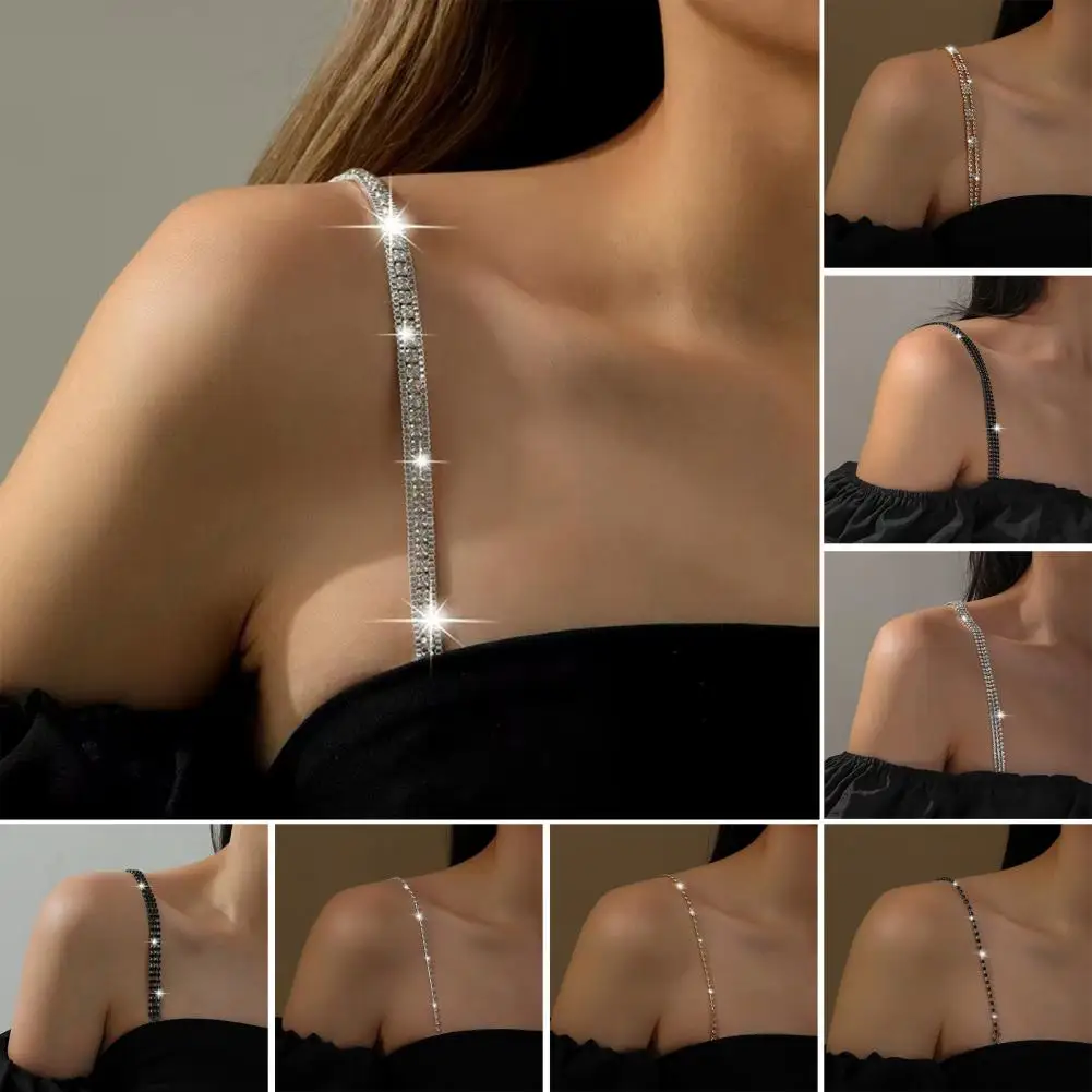 Rhinestone Bra Strap Alloy Bra Chain Adjustable Rhinestone Bra Shoulder Straps Sparkling Anti-slip Underwear Shiny Bras Harness