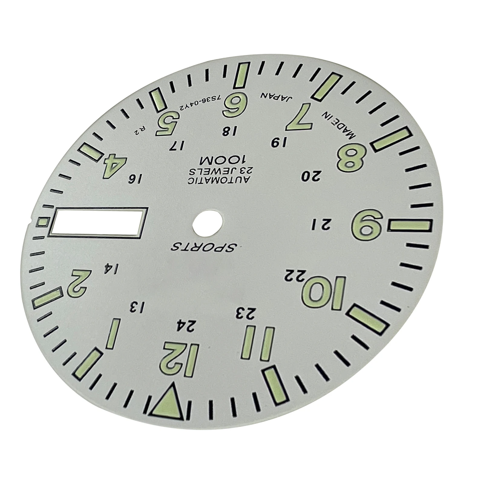28.5mm/1.11in Super Lumin Dial for NH36A Movement C3 Green Luminous Watch Face Dial Plate Replacement Black/White Watch Parts