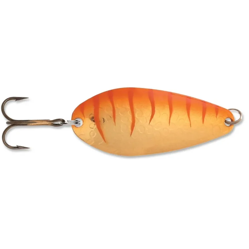 2 3/4 Inch Teardrop Strobe Spoon, Hammered Brass Fire Stripe, 5/8 oz, Fishing Lure