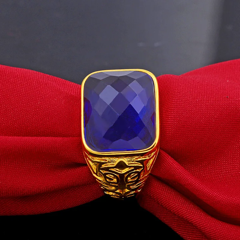 

Men's 24K Gold AU999 Ring with Gem Inlay | 3D hollow dragon design with striking accents, authoritative for business