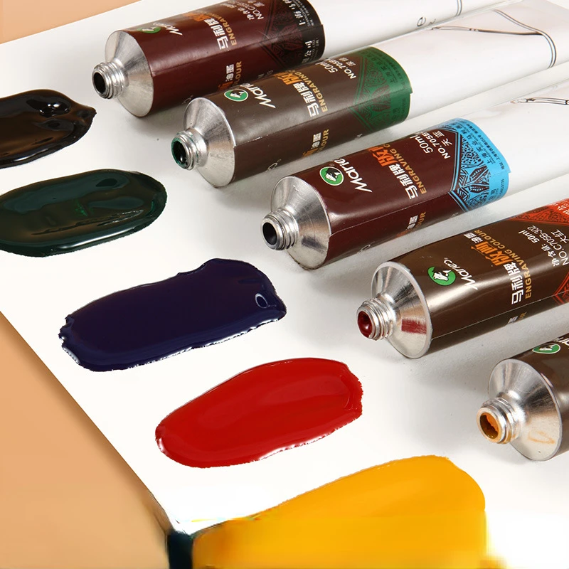 50/100ml Marley Print Ink Pigment Aluminum Tube Packaging Painting Washable Oily Board Painting Art Material Carving