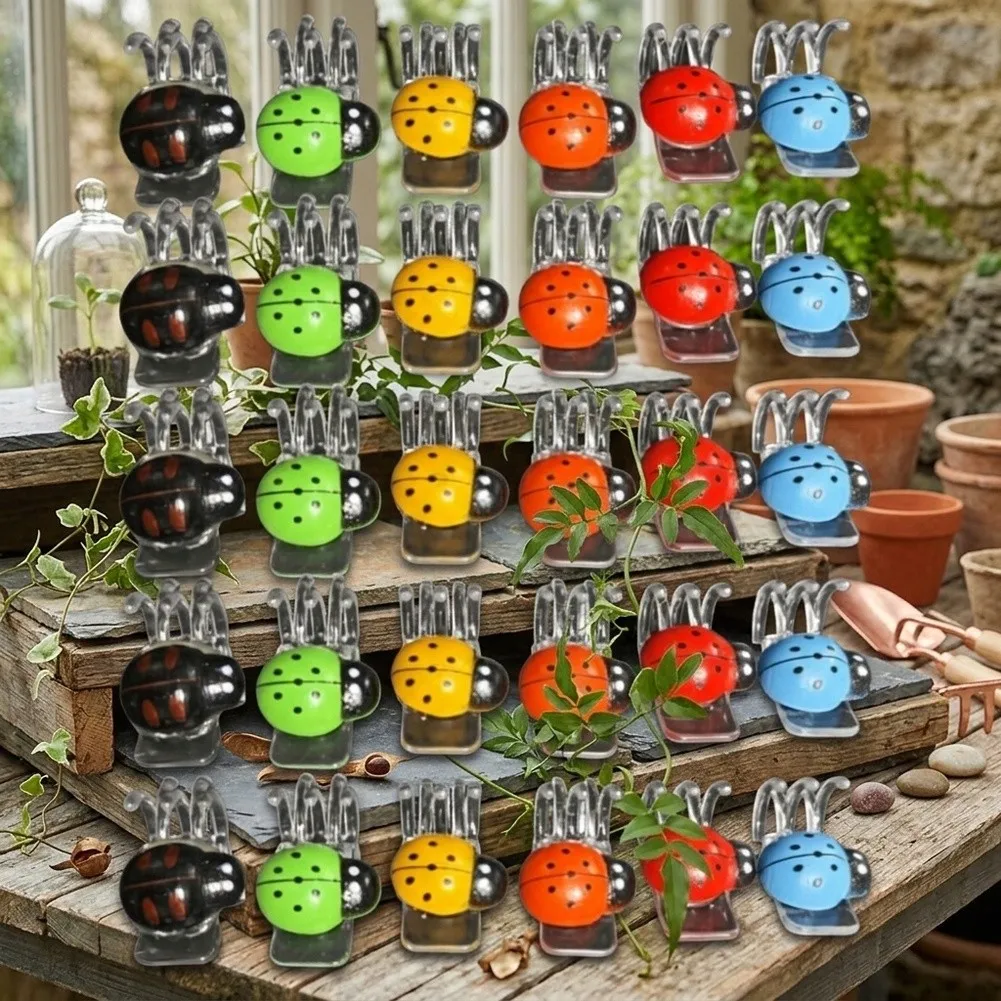 30 Pieces Ladybug-shaped Plant Clips Vine/climbing Plant Support Clips Colorful Plastic Orchid Clips For Plant Support