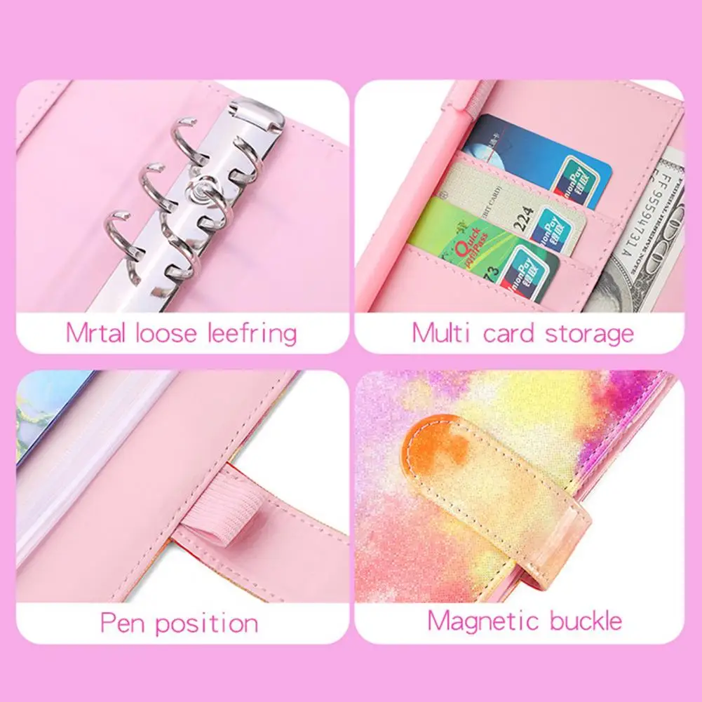 Great Budget Notebook Zipper Bags Loose-leaf Notebook A6 Zipper Envelopes Budgeting Money Organizer Book Binder Accounting