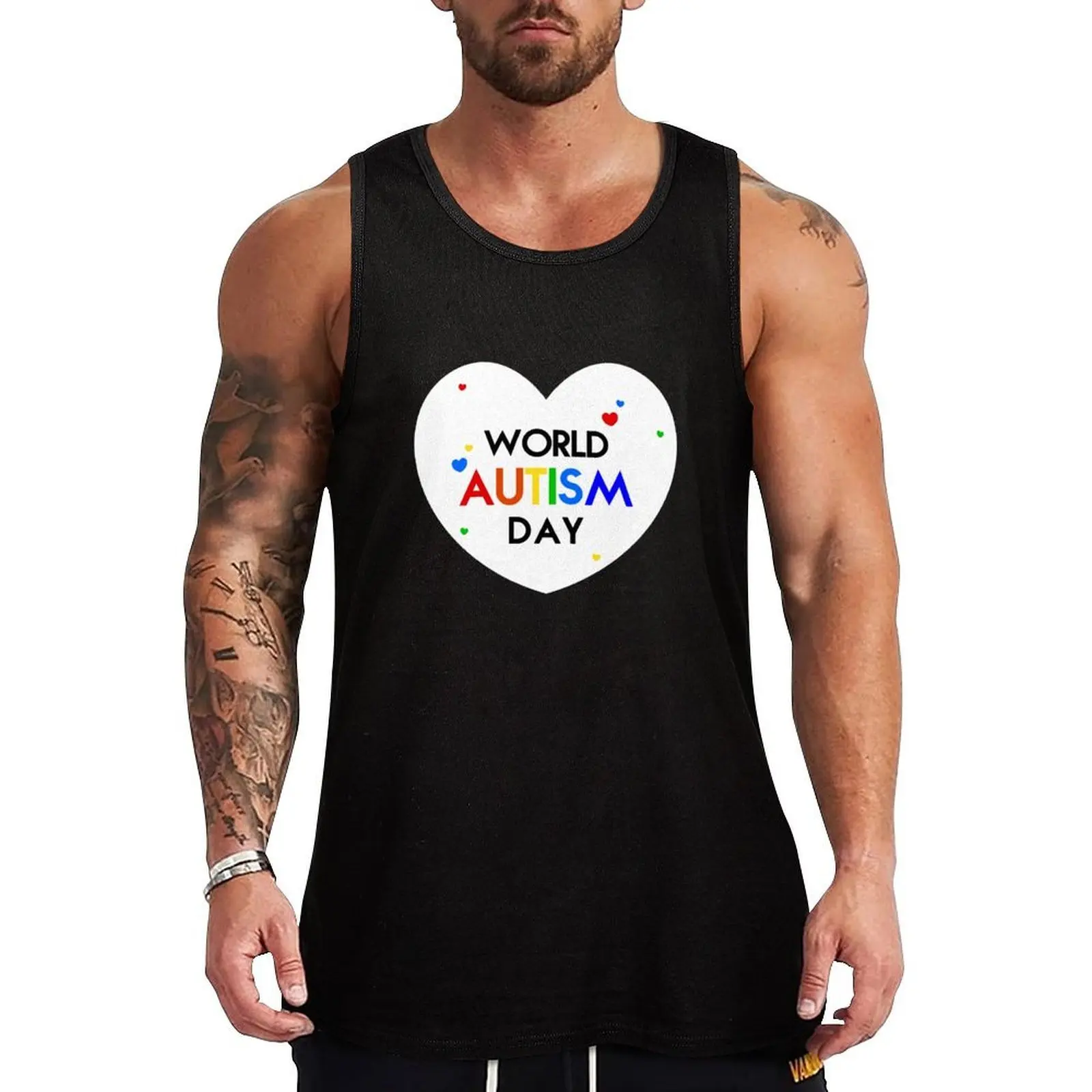 

world autism awareness day heart Tank Top men gym clothing summer Men's tops sleeveless vests