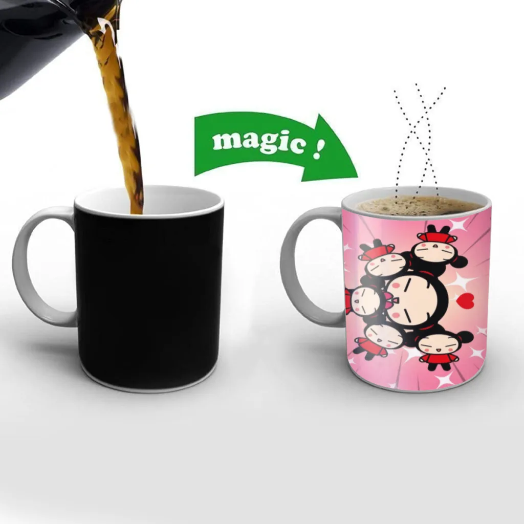 Cute Cartoon Pucca Garu Ceramics Coffee Mugs Thermal Color-changing Gifts Drinkware Coffeeware 11OZ Ceramic