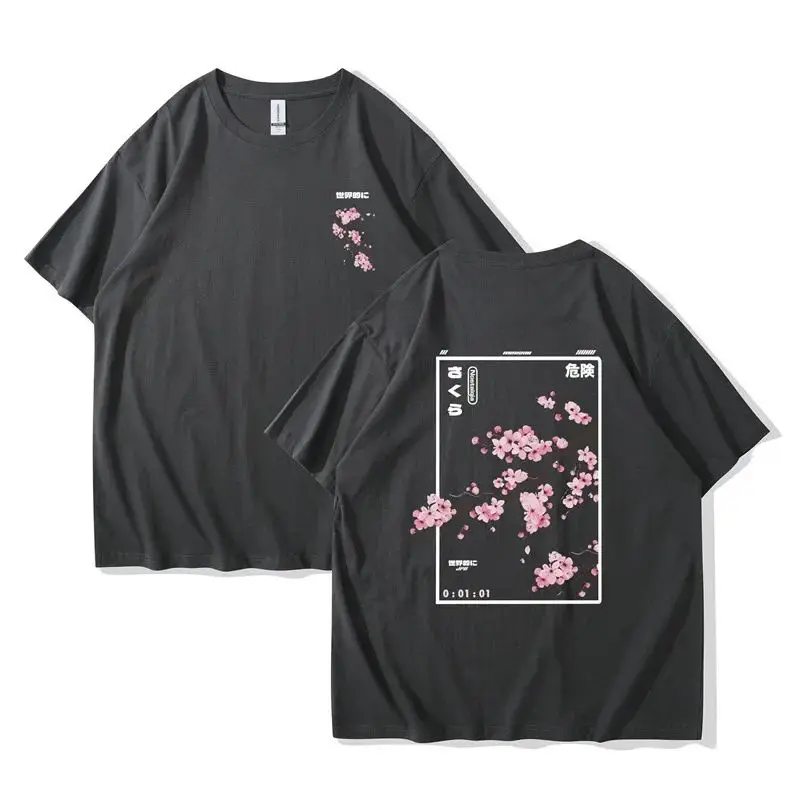 Street Breathable T Shirt Cherry Tree in Full Bloom Printing Tshirt Y2k Fashion Short Sleeve Oversized Casual Print T Shirts
